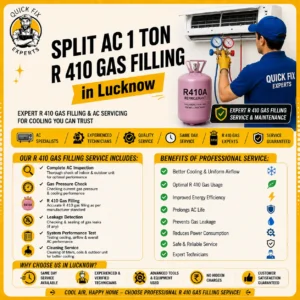 Split AC 1 Ton R 410 Gas Filling in Lucknow